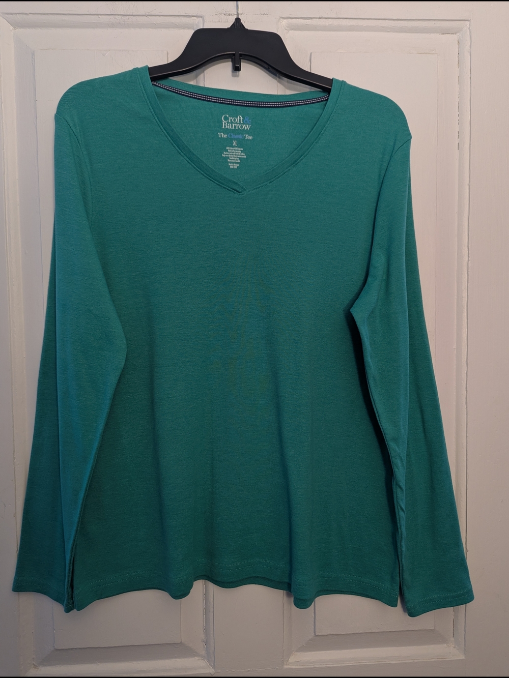 Croft & Barrow Teal V-Neck Long Sleeve Top